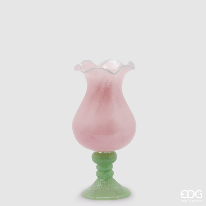 VASO TULIP MULTICOLOR CON PIEDE H30 D15,5