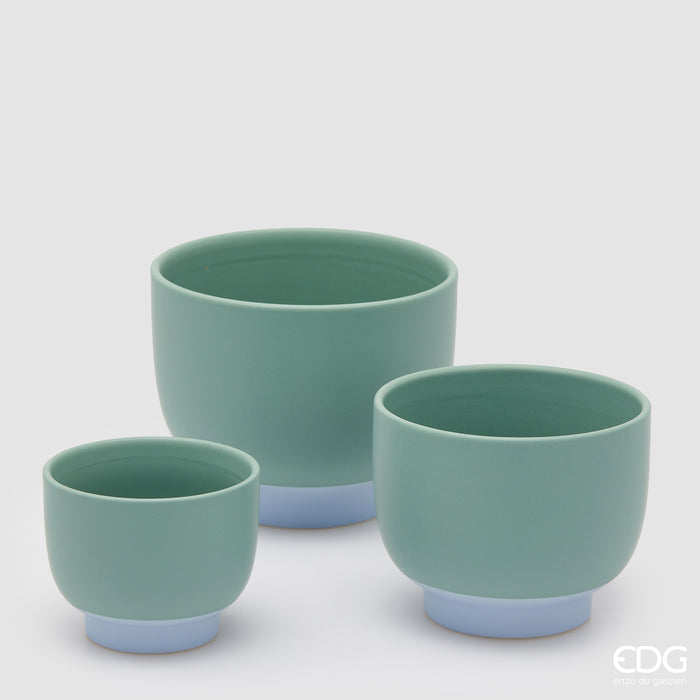 Vaso Cachepot Bicolor Con Piede