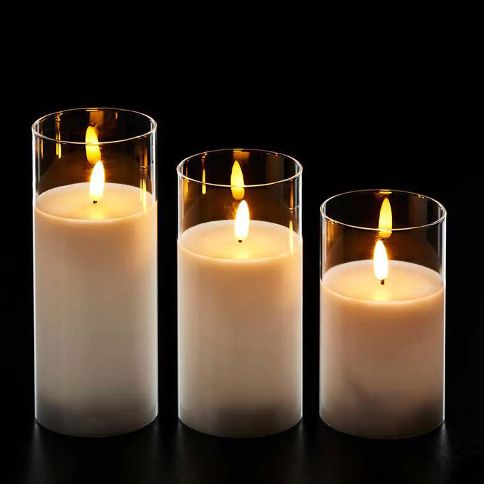 CANDELE FLICKERING SET 3PZ CON TIMER (H17,5+15+12,5)