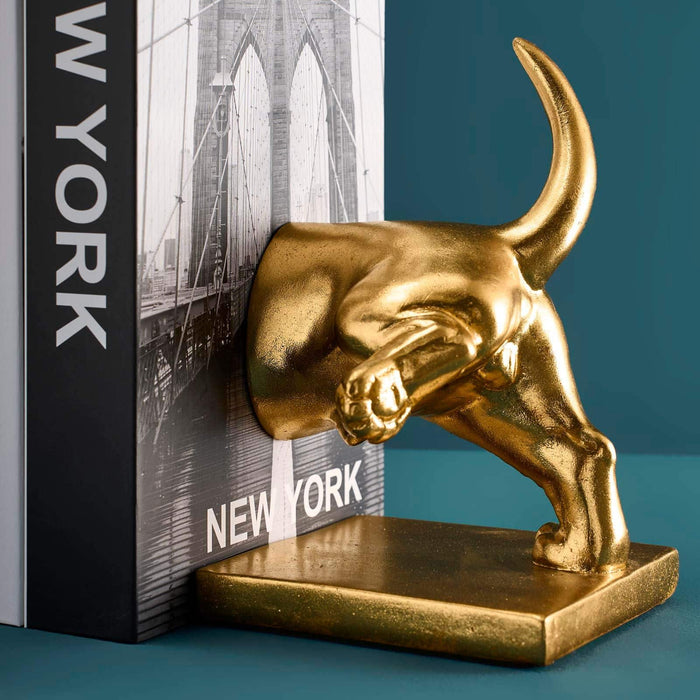 Set 2 Fermalibri Bassotto Oro Werns