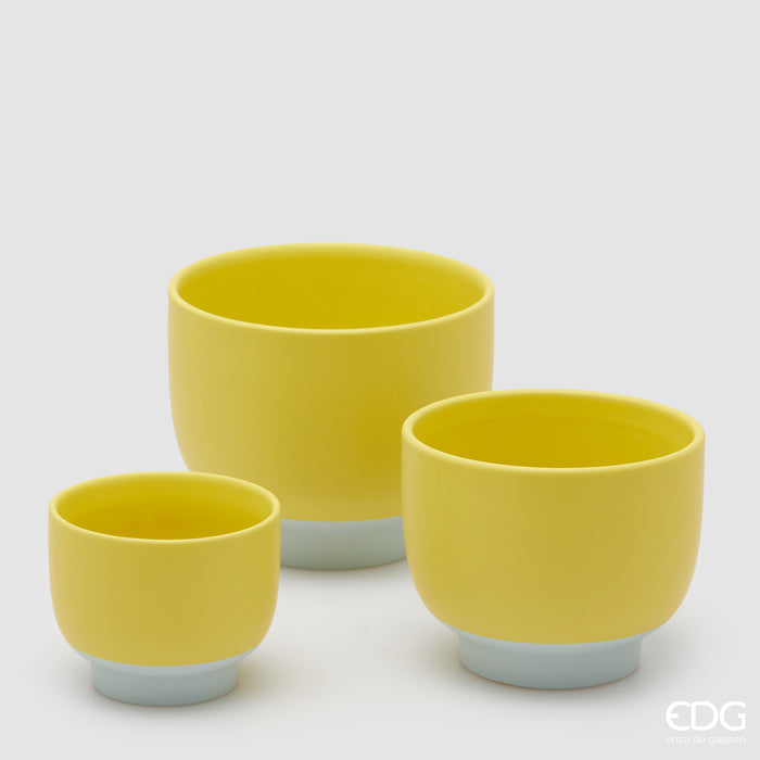Vaso Cachepot Bicolor Con Piede