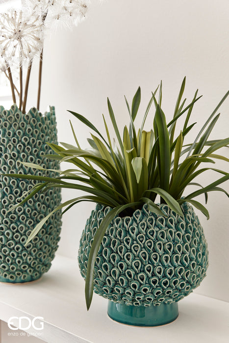 EDG Enzo De Gasperi Vaso Deco in Ceramica Turchese