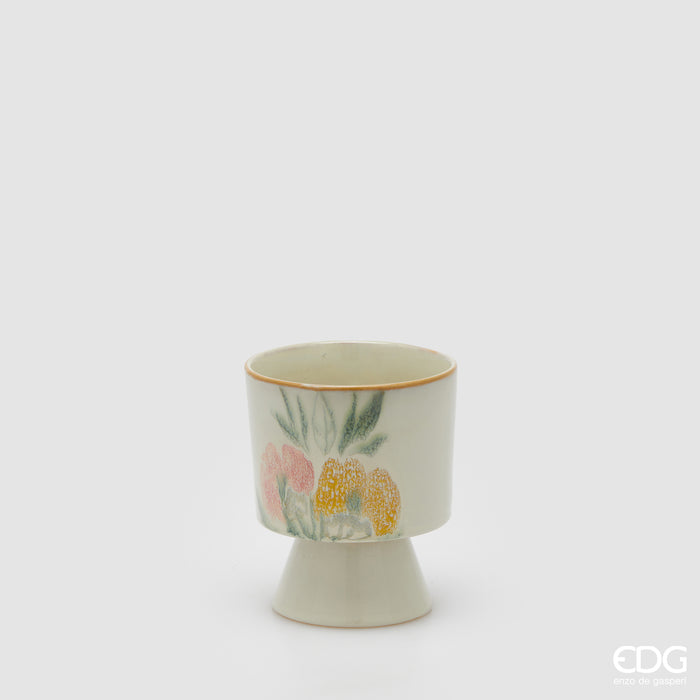 EDG Enzo De Gasperi Vaso Flowermix Rotondo con Piede in Ceramica
