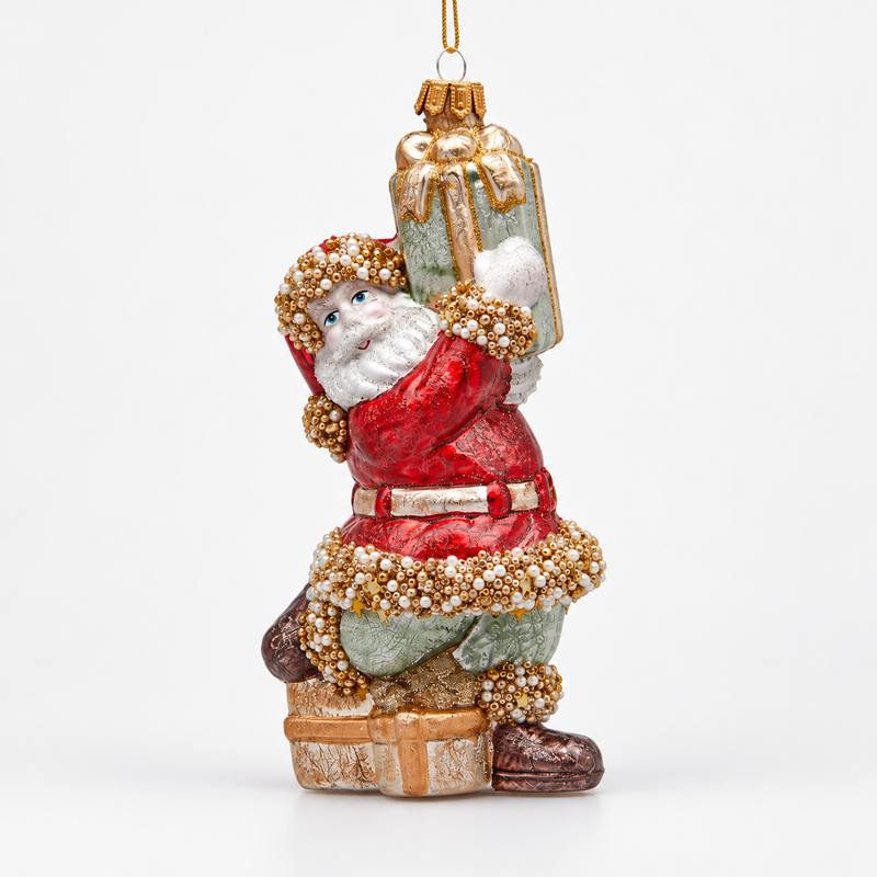 Addobbo Babbo Natale EDG in vetro H 15 cm – Multicolor