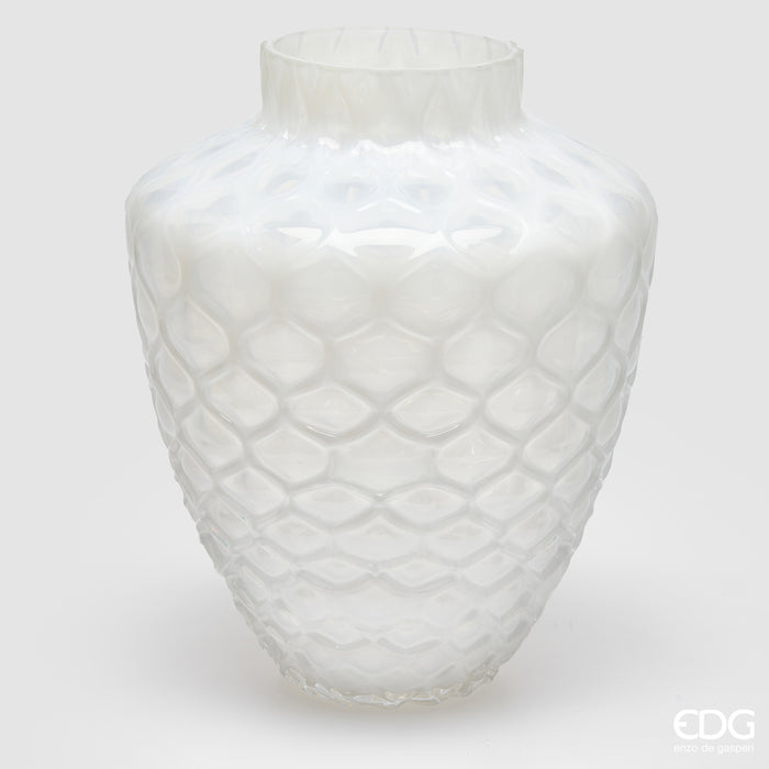 EDG Enzo De Gasperi Vaso Honeycomb Bianco in Vetro Waterproof