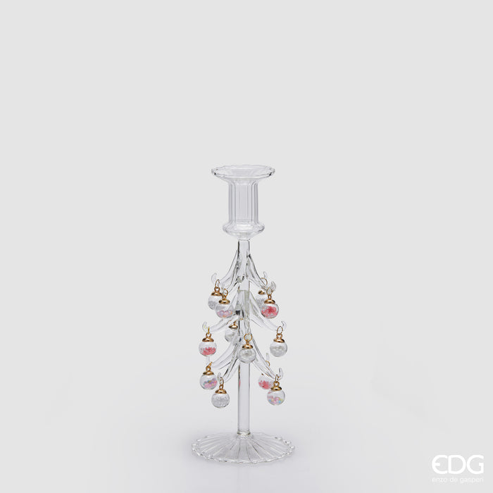 EDG Enzo De Gasperi Portacandela Pino Decori in vetro