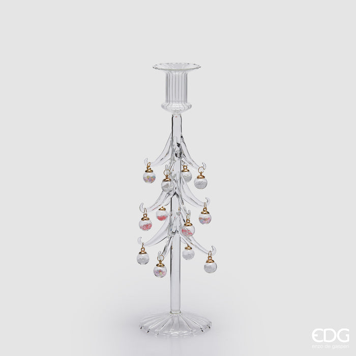 EDG Enzo De Gasperi Portacandela Pino Decori in vetro