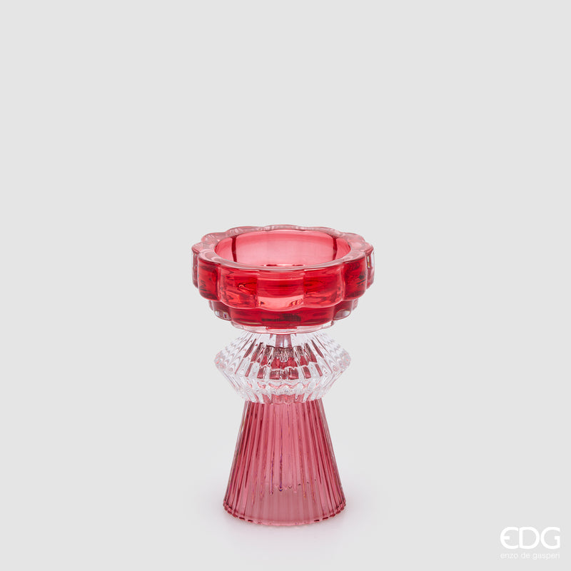Portacandele Coppa EDG in vetro rosso H 15 cm