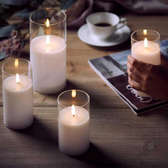 CANDELE FLICKERING SET 3PZ CON TIMER (H17,5+15+12,5)