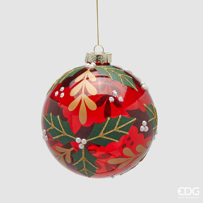 EDG Enzo De Gasperi Addobbo Palla rossa con vischio – d.12 cm