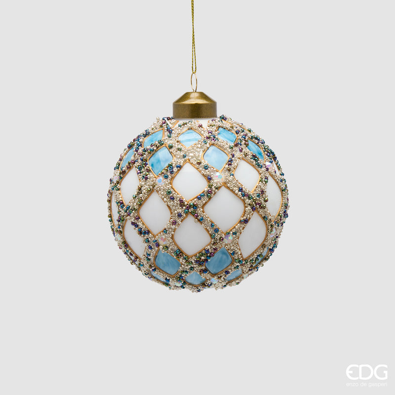 Palla Gemme Deco EDG in vetro d. 10 cm – White e Blue