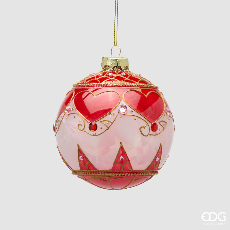 Palla Cuori EDG in vetro d. 10 cm – Rosso