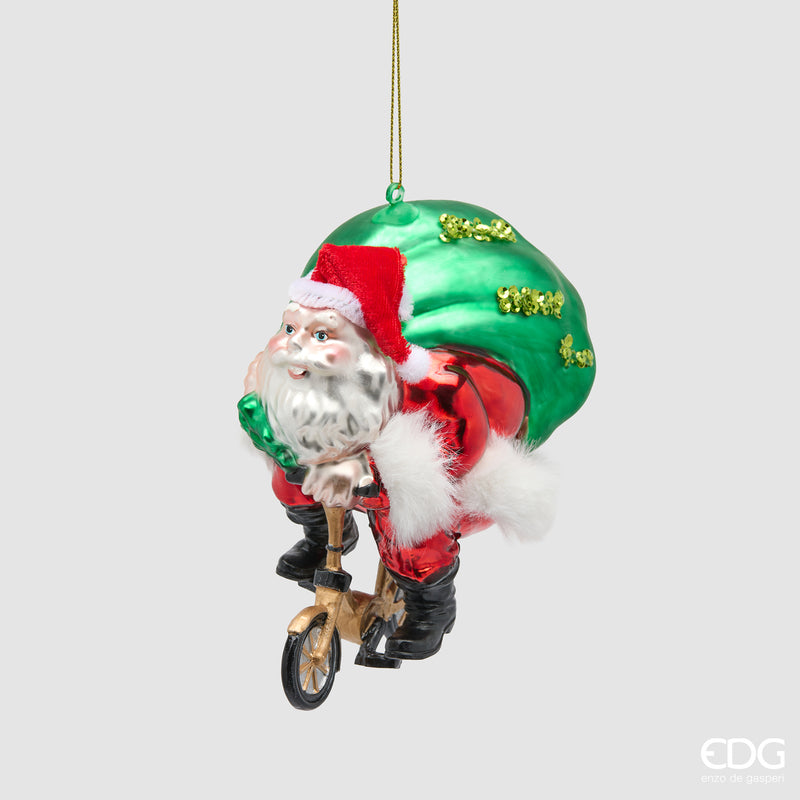 Addobbo Babbo Bici EDG in vetro H 12 cm