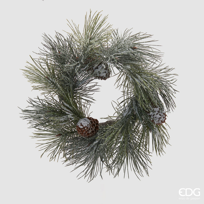 EDG Enzo De Gasperi Corona di pino con pigne innevata – d.50 cm