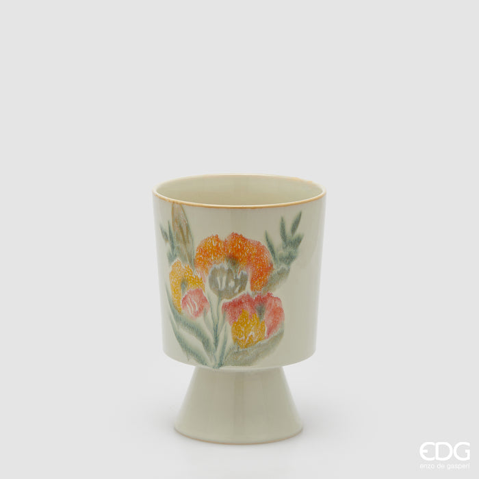 EDG Enzo De Gasperi Vaso Flowermix Rotondo con Piede in Ceramica