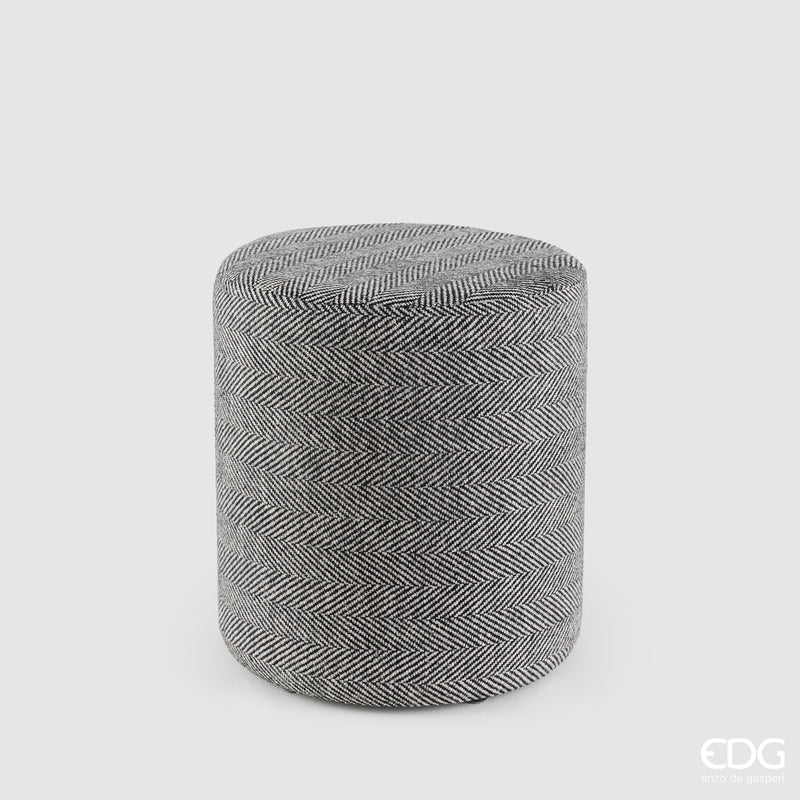 Pouf Spina di Pesce Cilindro Dark Grey H.45 cm EDG