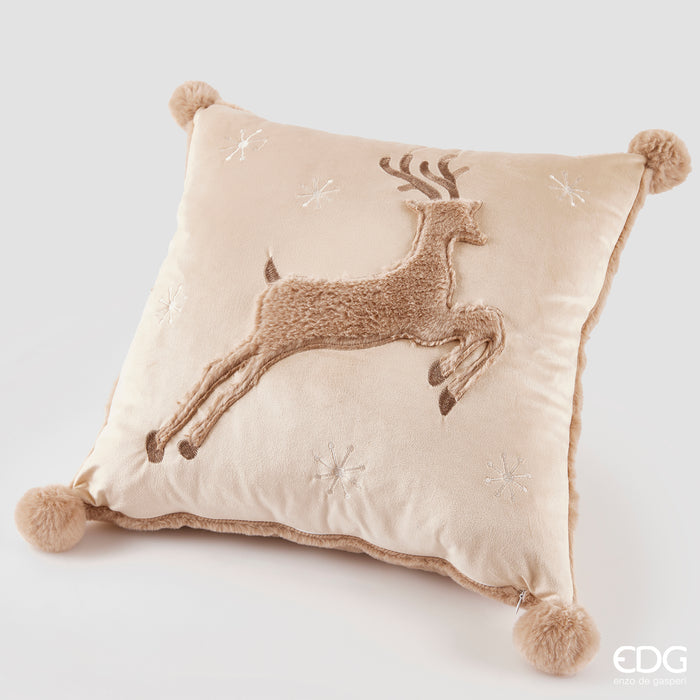 EDG Enzo De Gasperi Cuscino renna quadrato con pompon – Christmas Collection