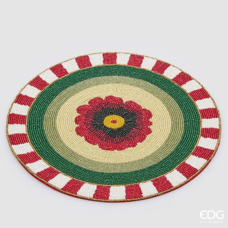 Sottopiatto Fiore Deco Rotondo con Perline D.36 cm EDG