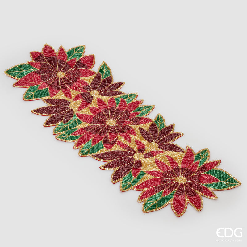 Runner Stella di Natale con Perline Green Red 92 × 30 cm EDG