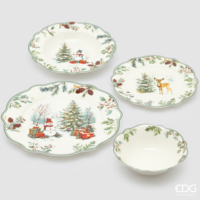 Servizio Piatti Pino Innevato in ceramica EDG