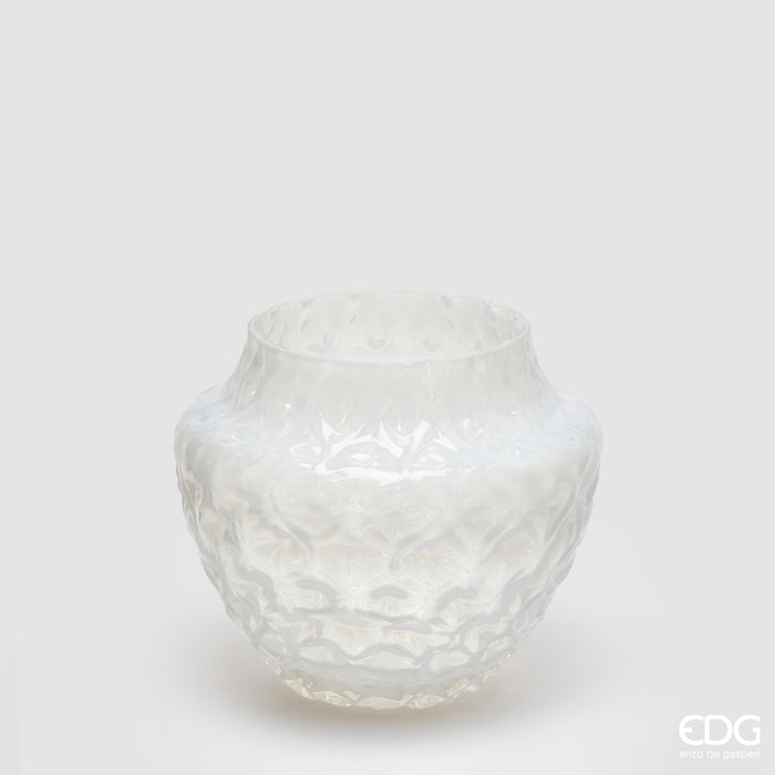 EDG Enzo De Gasperi Vaso Honeycomb Bianco in Vetro Waterproof
