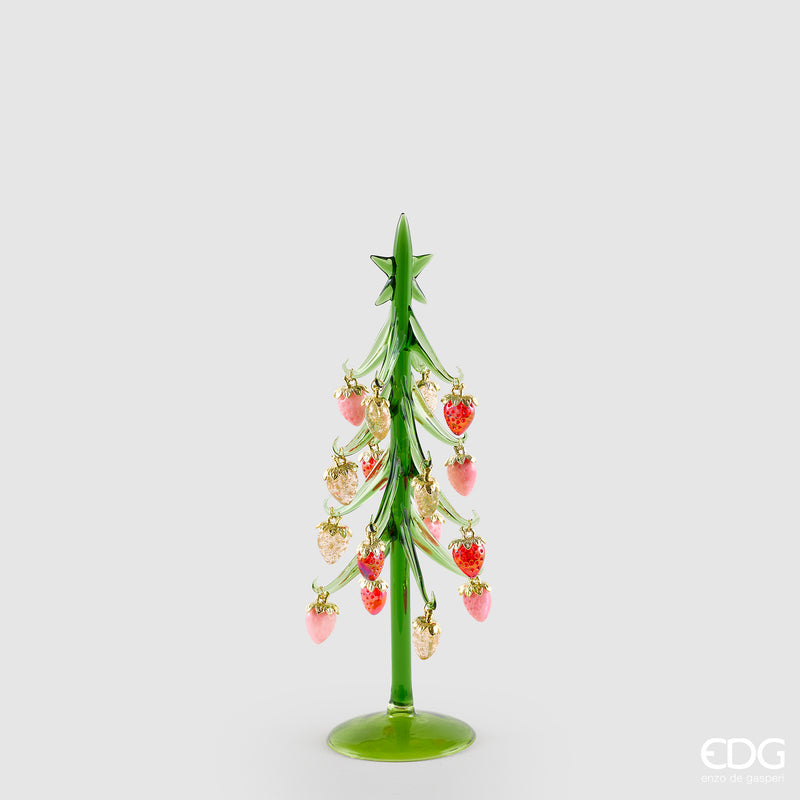 Pino Fragole in Vetro Green Red H.32 cm e H. 46 cm – EDG