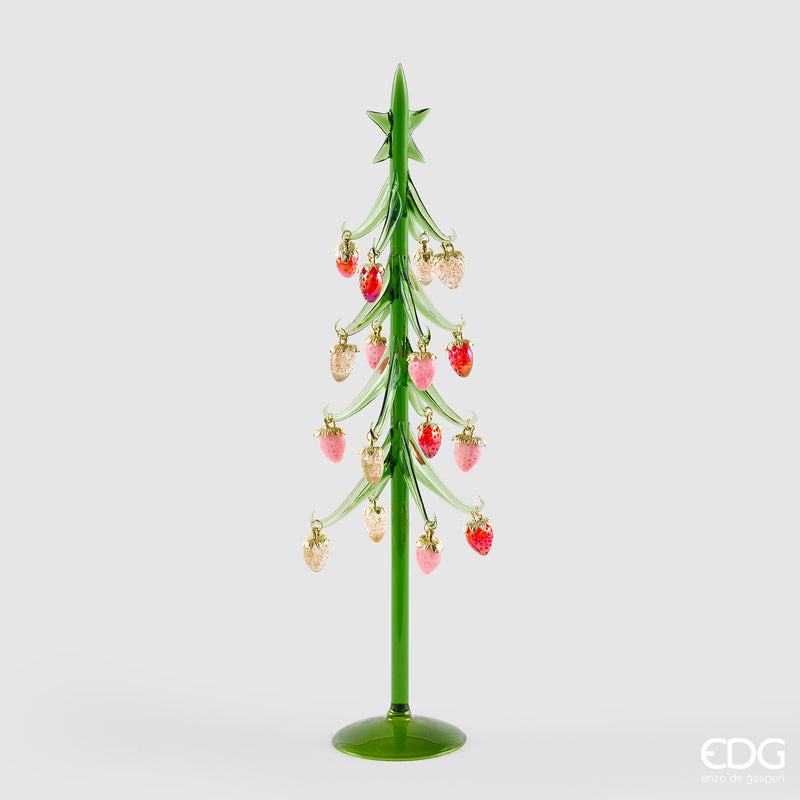 Pino Fragole in Vetro Green Red H.32 cm e H. 46 cm – EDG
