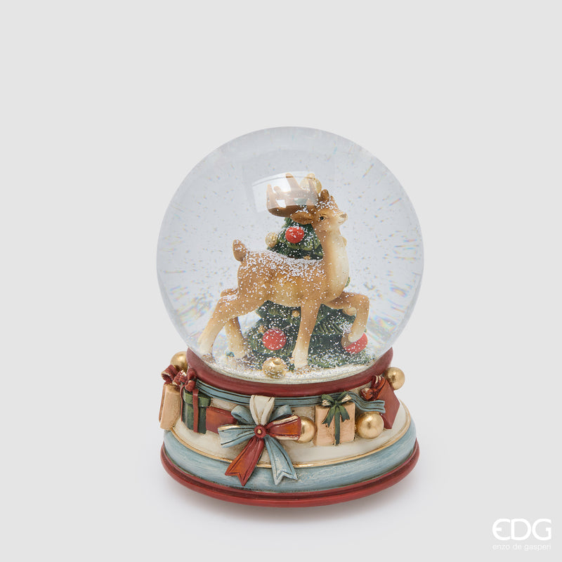 Sfera Acqua Pino con Renna e Carillon H.16,5 cm – EDG