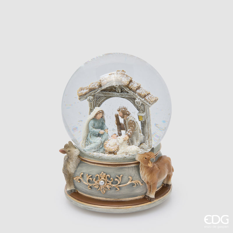 Sfera Acqua Natività Blue Gold con Carillon H.16,5 cm – EDG