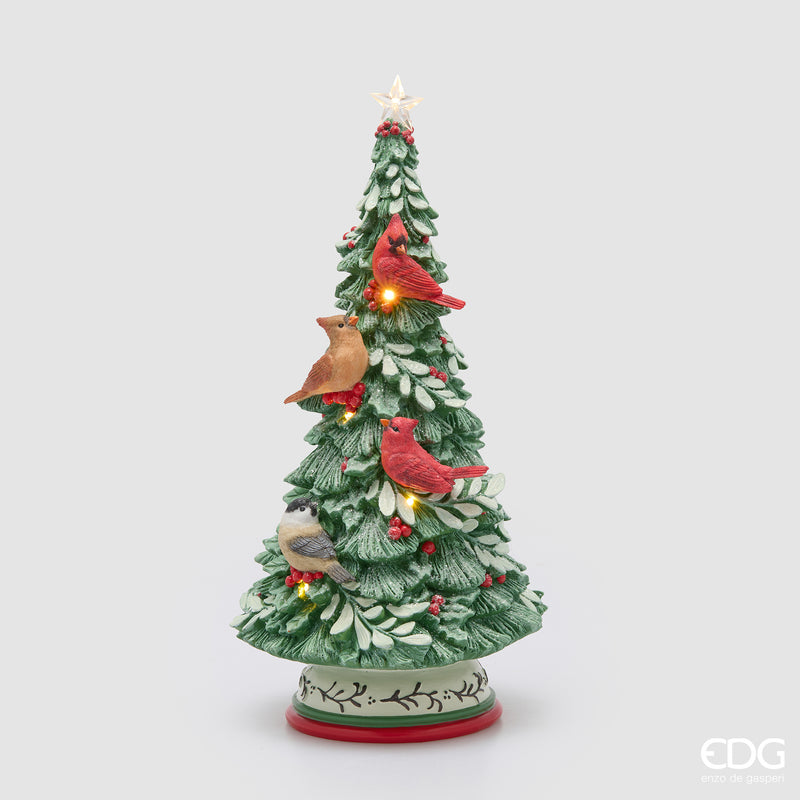 Pino con uccelli EDG con LED H 40 cm