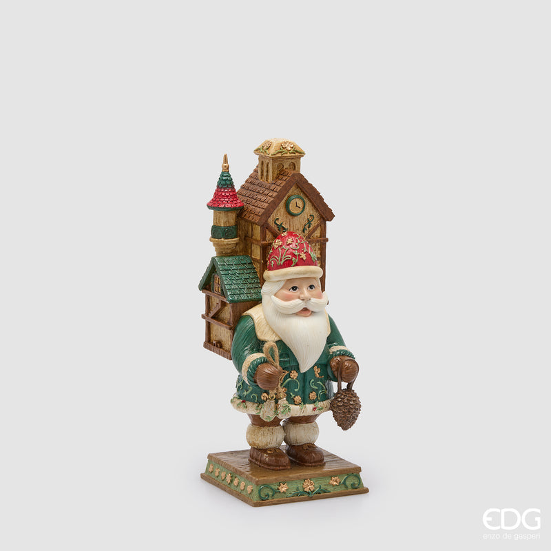 Babbo Natale Casetta EDG multicolor H 30 cm