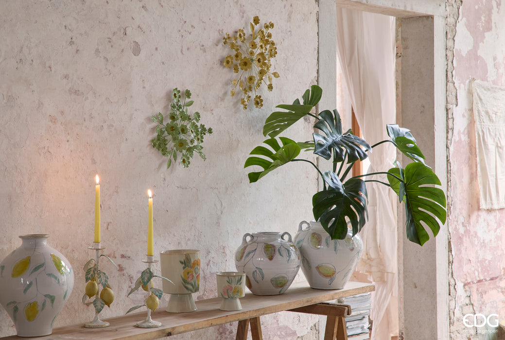 EDG Enzo De Gasperi Vaso Flowermix Rotondo con Piede in Ceramica