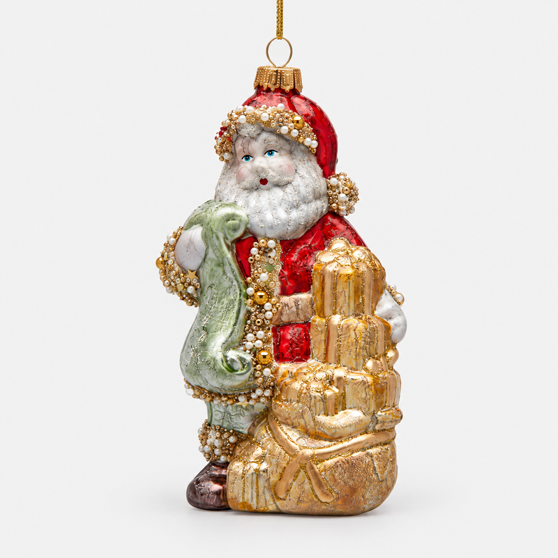 Addobbo Babbo Natale EDG in vetro H 15 cm – Multicolor