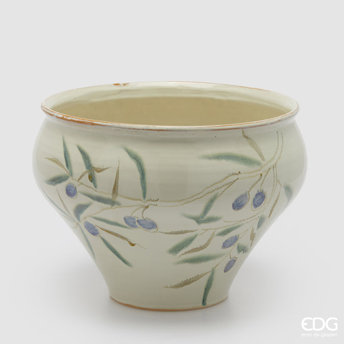 EDG Enzo De Gasperi Vaso Rami Foglie Rotondo in Ceramica Waterproof