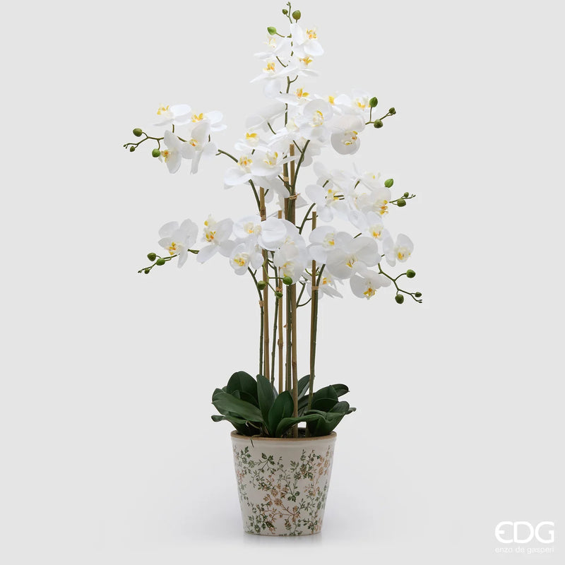 Orchidea Phalaenopsis Real Touch EDG x8 con vaso H 90 cm